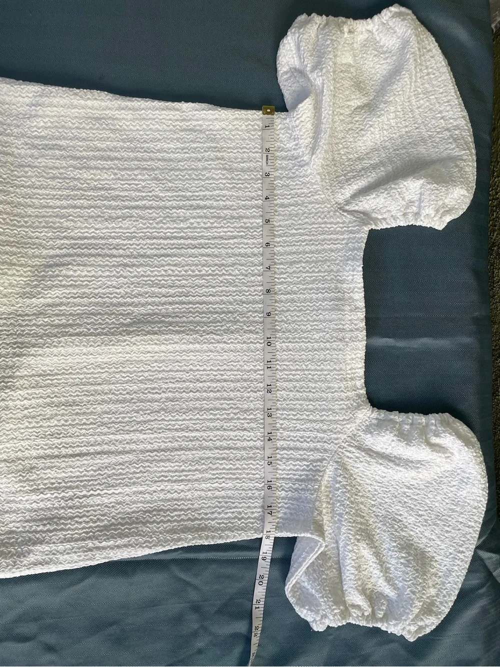 LOFT White Puff Sleeve Textured Square Neck Top XS
